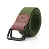 Belts Simple Solid Canvas Belt Waist Straps Women Men 122.5cm 3.8cm Band Shaped Double Metal Ring Buckle Waistband Female Male