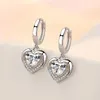 Dangle Earrings S925 Sterling Silver 30MM Colored Heart Large Zircon For Women Fashion Engagement Wedding Gift Jewelry