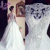 Najnowszy elegancki bez rękawów kryształowe sukienki ślubne 2020 mody biała linia księżniczka tiulowe suknie ślubne długie W1016 Wysoka jakość ST308S