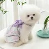 Hundkläder Spring och Summer Vintage Floral Bow Pet Suspenders Valp Chihuahua Yorkshire One-Piece kläder Små hundar