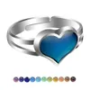 JUCHAO Women Fashion Sweet Little Peach Heart Feeling Warm Mood Color Changing Ring Opening Adjustable Magic Strange Jewelry