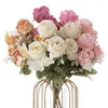 Fleurs décoratives longue branche Rose tête de soie artificielle pour la décoration de Table de fête de mariage à la maison bricolage Bouquet de haute qualité fausses plantes
