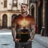 T-shirt da uomo con motivo di stampa ritratto 3D - maglietta in estate 2023 Top per il tempo libero da strada oversize