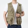 Men's Vests 14 Pockets Summer Men US Tactical Hiking Fishing Vest Mens Pographer Waistcoat Mesh Cargo Sleeveless Jacket Tool Vest 230721