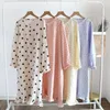 Dames Nachtkleding Fdfklak 2023 Lente Zomer Nachthemden Met Lange Mouwen Gaas Katoen Mid-Length Print Sleepshirts Losse Thuis Jurk