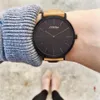 Sinobi New Fashion Black Womens Watches Кожаная часовая полоса роскошной бренд просты