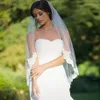 Single Layer Short Wedding Veil with Partial Lace Edge Fingertip Bridal Veil with Comb Wedding Accessories T-49310y