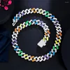 Chains Vinregem Lab Created Sapphire Gemstone Colorful Miami Cuban Chain Necklace For Women Men Hip Hop Rock Fine Jewelry Wholesale