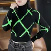 Kadın Sweaters Blugneck Sonbahar 2023 Vintage Giysileri Kadın Giyim Mavi Bayanlar Çizgili Sweater Kaplumbağa Boyun Üstleri Kadınlar İçin