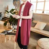 Ethnic Clothing Traditional Chinese For Men Linen Shirt Male Hanfu Top Long Kimono Vest Streetwear