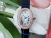 女性の新しい時計バスタブスタイルブルースチールポインターローマ数字ケースダイヤモンドクラシックバグノールリストウォッチ