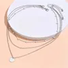 Choker Fashion Pearl Chian Necklace Statement Clavicle Chain Layered 3 Layers Trend Collar Jewelry