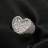 Iced Out Heart Кольца Модные золотые кольца с бриллиантами Мужские кольца в стиле хип-хоп Ювелирные изделия