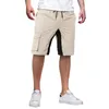 Short Homme 2023 Été Pantalon Cargo Cordon Contraste Décontracté Gris Clair Noir Bleu Marine Beige Kaki