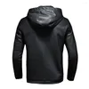 Giacche da uomo 2023 Giacca da motociclista casual PU Uomo Inverno Autunno Moda in pelle Uomo Slim con cappuccio Capispalla caldo Abbigliamento in pile S-5XL