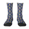 Men's Socks Gold On Blue Background Fleur De Lis Sock Men Women Polyester Stockings Customizable Sweetshirt