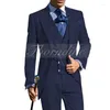 Męskie garnitury Thorndike jasnoniebieski Tuxedo na ślub szczytowy Lapel 3 sztuki Slim Fit Men Dinner