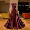 Gerçek görüntü Burgundy Fas Kaftan Müslüman Satin Gece Elbiseler 2020 Arapça Denizkızı Dubai Resmi Elbise Balo Elbiseleri Uzun Vestidos297o