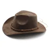 2023 Ny mocka fedora hatt cowboy jazz topp hattar för kvinnor män fedoras brett grim mössa utomhus resor filmer trilby julfest gåva 6Colors