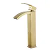 Becken wasserhahn messing Gebürstet Gold bad wasserhahn einzigen griff torneiras para pia de banheiro waschbecken Waschen wasserhahn wasserfall wasserhahn