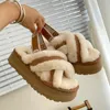 Дизайнерская пушистая платформа Австралия платформы платформы Ug Sandal Wool Shoes shoping fur redl кожа классическая бренда повседневная женщина за пределами слайдера 10а