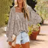 Dames Blouses Dames Bloemen Losse Shirts Vierkante Hals Lange Mouwen Trui Tops Blusa Feminina Casual Blouse Blusas Para Mujer