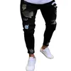 Men's Jeans Wish European American Skinny Ripped Badge Small Foot Pants Worn Out Zipper Cardigan