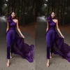 purple evening jumpsuit with long train halter sleeveless prom dress women pants suit saudi arabia celebrity red carpet gowns222p