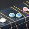 Collier Boucles d'oreilles Set Crystal Luxury Jewelry Choker en acier inoxydable Golden Simulate Gemstone Women's Wedding Gifts