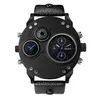 Relógio da marca Oulm Brilho suave Celebrity Quality Trendy Quartz Watch Compass Relógios masculinos Fuso horário duplo Mostrador grande Masculino Wris226r