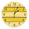 Wandklokken Geel Retro Houtnerf Slaapkamer Klok Grote Moderne Keuken Eetkamer Ronde Horloges Woonkamer Horloge Home Decor