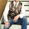 Camo Wedding Vests Hunter Groom Vest Tree Trunk Leaves Spring Camouflage Slim Fit Men's Vests 2 piece set Vest Tie Custom M244Z