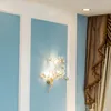 Vägglampa europeisk stil modern rristal led 3 huvuden ljus för vardagsrum badrum inomhus belysning dekoration sängplats