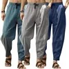 Men's Pants Men Soild Linen Trousers Breathable Drawstring Casual Joggers Male Loose Cotton Gym Sport Sweatpants Man Clothing