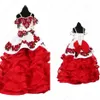 Puffy Mexican Little Girls Pageant Quinceanera Robes Teens Floral Applique Perles Perles Mulit-Layers Ball Gown Party Graduation298A