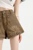 Kvinnors shorts 2023 Crimping denim Kvinnor Hög midja enkel koreansk stil a-line ulzzang vintage studenter all-match mode streetwear