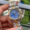 Högkvalitativ guld mode 31mm kvinnor klockor damer klär armband rostfritt stål klockdatum diamantring automatisk mekanisk w305v