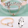 Bangle Fashion Bracelet Jewelry Love Letter Exquisite Accessory Rhinestone Decor Stylish Valentine's Day Hand Chain Ring