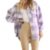 Damenjacken, modische Winterkleidung, karierte Jacken, Mantel, Street-Style, Shacket-Hemdjacke, luxuriöser flauschiger Button-Down-Langmantel 230721