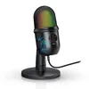 Microfones RGB USB Condenser Microphone Professional Vocals Streams Mic Recording Studio Micro för PC YouTube Video Gaming Computer