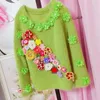 Frauen Pullover 2023 Herbst Weiblichen Koreanischen Stil Mesh Nähte Oansatz Gestrickte Top Mode Süße 3D Handgemachte Blume Pullover Pullover