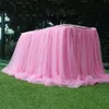 Tulle Tutu Table Skirt Tablecover for Wedding Baby Shower Party Tablecloth Decorative Skirt Home Textile Desk Decor Multi-Color T2258U
