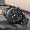 Designer Mens Moon zegarek Wysokiej jakości sześć es mineralnych wzmocniona szklana marka lustrzana chronograf gumowy pasek wodoodporny designerskie zegarki designerskie