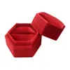 Jewelry Pouches Gift Velvet Hexagonal Ring Box Easy Use Proposal Elegant Anniversary Wedding Ceremony Birthday Single Slot Removable Lid