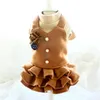 Handgjorda modehundkläder KLÄDER Vintage Blomma förtjockad ulldräkt Jacka Stick Dress Pet för Winter Spring241A