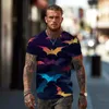 T-shirt da uomo T-shirt estiva moda casual Pipistrello Stampa 3d Street Trend Sport Fitness Party