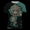 Camisetas masculinas 2023 Viking Aztec Warrior Tattoo Casual Camiseta impressa em 3D para homens e mulheres 110-6xl grande