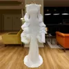 Meerjungfrau High Neck Weiße Abendkleider Langarm Couture Dubai Prom Kleid Vestidos Aibye Islamischen Festzug Kleider Für Saudi-arabien2780