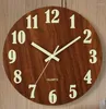 Horloges murales Horloge lumineuse 12 pouces Cuisine silencieuse en bois sans tic-tac avec veilleuses pour salon intérieur