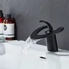 Robinet de lavabo de salle de bain noir robinet de salle de bain gris en laiton mitigeur d'évier créatif chaud froid or blanc robinet de bassin cascade